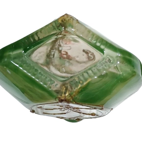 Antique French Glass Perfume Bottle Poss. Daum Nancy Jade Green 24k Gold Vintage - Picture 5 of 13